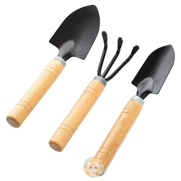 Heavy Duty Rod Set - 3-piece Mini Garden Tool Set Shovel Rake Spade Succulent Plants Potted Plants Garden Tool Claw with Wooden Handle