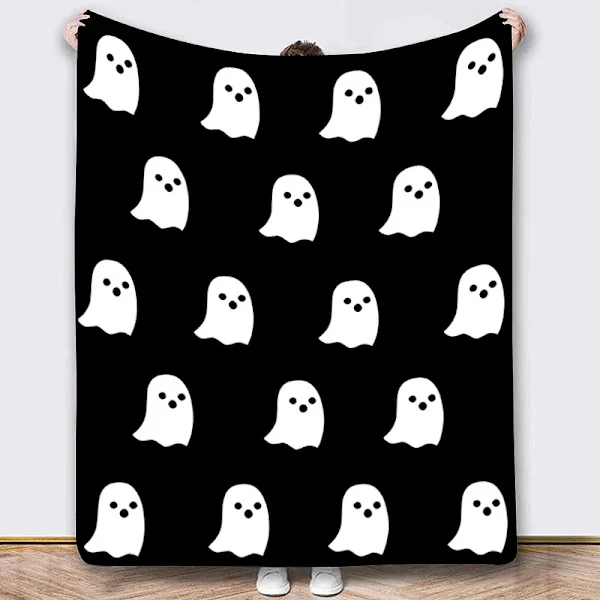 Halloween Blanket - Pumpkin Witch Bat Blanket 50"x60" - Cozy Flannel Grey Halloween Decoration for Party Sofa Bed Living Room Style 9