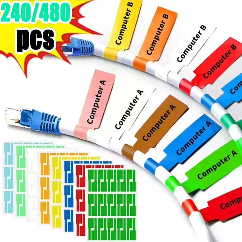 AliExpress - 240/480 Stuks Zelfklevende Kabel Etiketten Kleurrijke Waterdichte Draad Markering Banden Laserprinter Stickers Fiber Draad Etiketten 