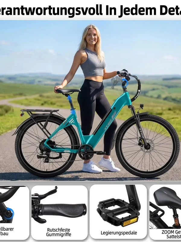 AliExpress - TTGO C5 E-Bike für Erwachsene Damen Herren 27,5 Zoll City E-Bike Elektrofahrrad 648Wh Akku 130 km Reichweite Heckmotor 250W E-Bike mit 7 