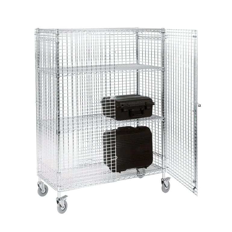 Chrome wire mobile security cage, 300 kg load, 1750x915x460 mm