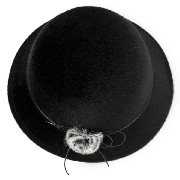 Dame cloche hat vinter ensfarvet retro sløjfe bucket hat med skygge afslappet festhat hat 56-58 cm
