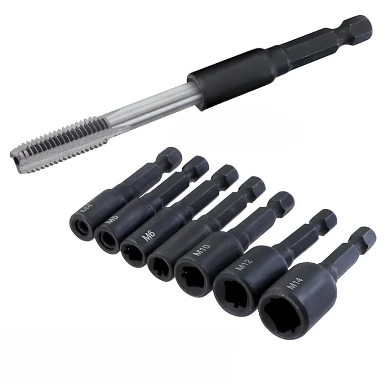 AliExpress - 6pcs Tap Die Socket Adapter 1/4 ''Hex Shank Machine Schroef Metrische Plug Threading Tool voor Elektrische Boor M4 M5 M6 M8 M10 M12