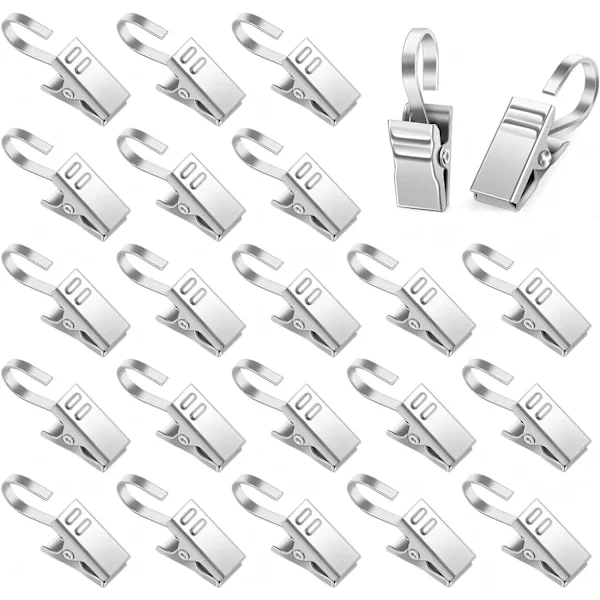 100 Pieces Stainless Steel Curtain Clips - With Hooks for Curtains, Shower Curtains and Decoration - Strong Metal Clips - Suitable for Photos