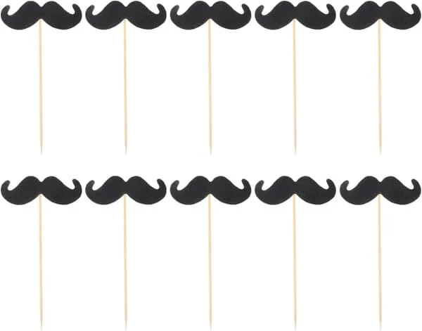 40 st mustaschtårtdekorationer bambupinnar rolig bakdekoration för födelsedagsfest cupcake-dekoration - 40 st