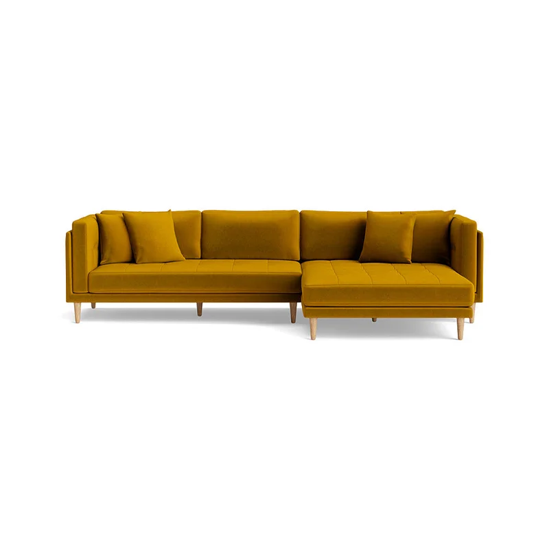 Cali chaiselong sofa, højrevendt - Riviera Gul - 295x170x76cm - Sofa, chaiselong - Dobbelt chaiselong med plads til 2 voksne
