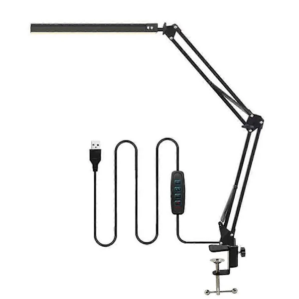 LED Skrivbordslampa med Klämma - LED Skrivbordslampa för Kontor - 3 färglägen X 10 Ljusstyrkenivåer - Minnesfunktion