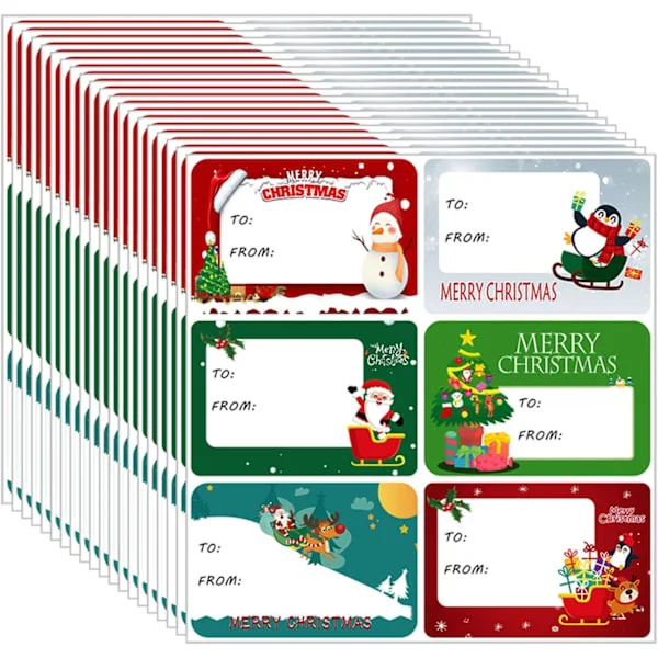 Christmas Stickers, 120 Pcs Christmas Decals, Christmas Gift Labels, Self-Adhesive Labels, Christmas Tags - Size 65 x 45 mm Name Tags for Gifts