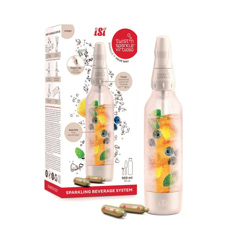 Isi Twist'n Sparkle Virtuoso kolsyremaskin startset, ivory | Köksmaskiner > Kolsyremaskiner > Kolsyremaskin | Bagaren och Kocken