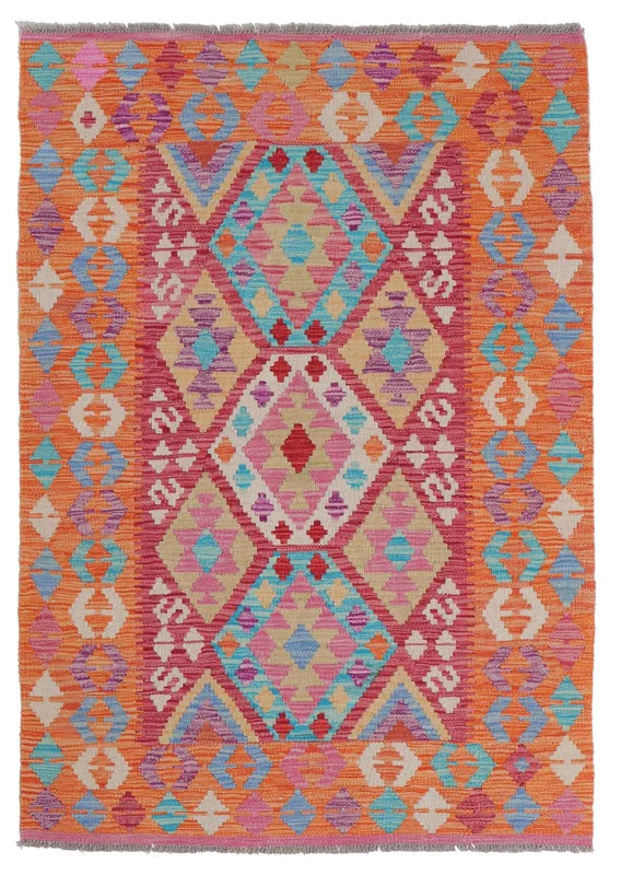 Kelim Afghan Old Style Vloerkleed Oosters Donkerrood/Rood (Wol, )