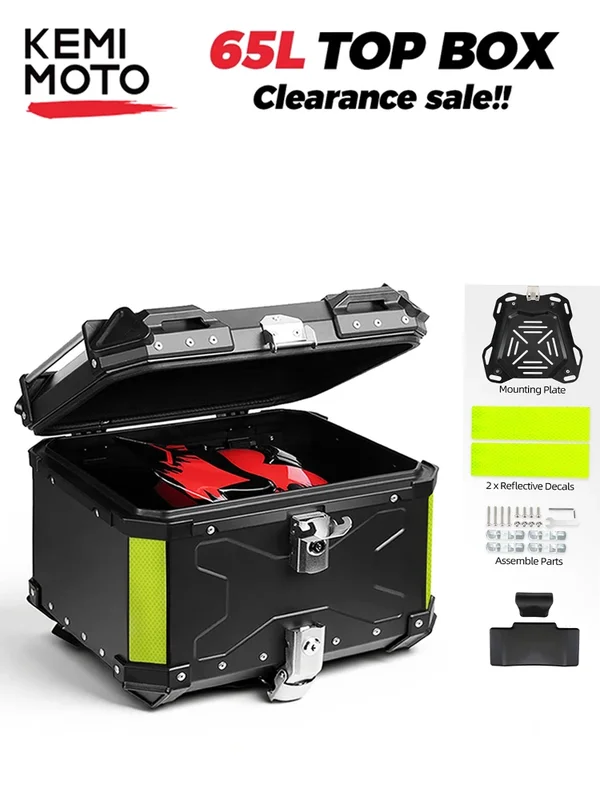 AliExpress - KEMIMOTO Top Case Moto Universel en Aluminium, Coffre Arrière pour Moto 45L 55L 65L Étanche avec Serrure et Coussin Dorsal