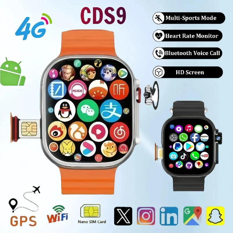 AliExpress - 4G réseau complet Android montre intelligente CDS9 avec Wifi GPS carte SIM caméra rotative moniteur de fréquence cardiaque surveillance 