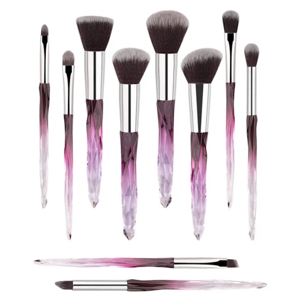 Professionella sminkborstar 10-pack Mjuka Borst Hår Sminkborstar Eyeliner Ögonbryn Läppkontur Blanda Borste Set
