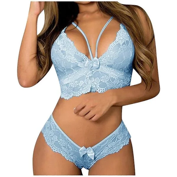 Dame Undertøj Mesh Undertøjsæt til Kvinder til Sex Fræk Sexet Gennemsigtig Teddy Fest Kostume Gave Blå 1