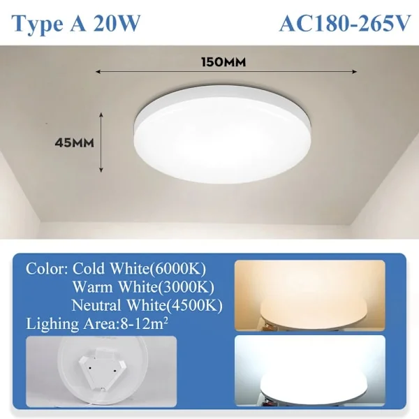 [RM]Modern taklampa, LED smart panel taklampa, kökslampa, sovrum heminredning i 3 färger 20W typ