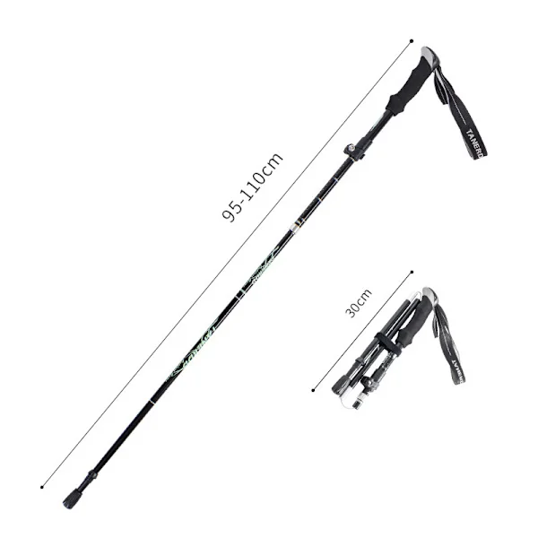 2023 Uudet kokoontaitettavat vaellussauvat, kävelysauvat, luontovaellus, antishock (95-110cm, musta)