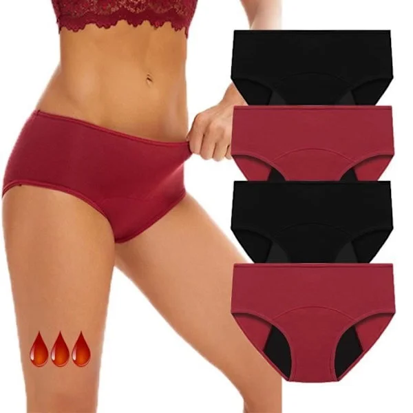 (m-Sort) Kvinders Menstruationstrusser - Plus Size - Sort - Lækagesikre