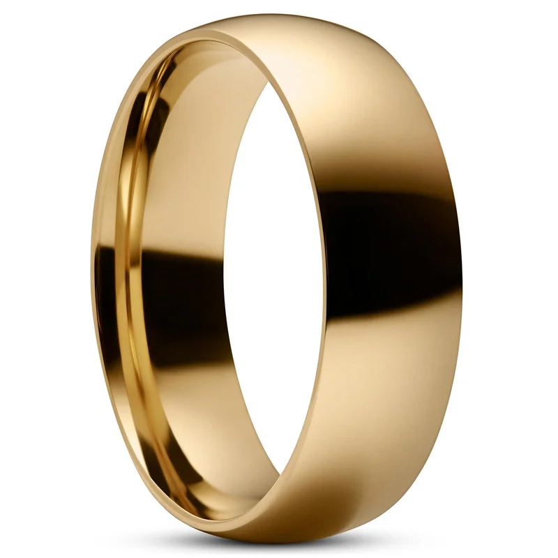 Anillo de acero inoxidable minimalista dorado para hombres - Anillos de acero