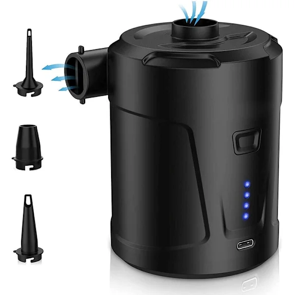 Uppblåsare för luftmadrass, elektrisk luftpump, liten pump för luftmadrass med 4000 mAh batteri för båt, uppblåsbar pool, säng ma