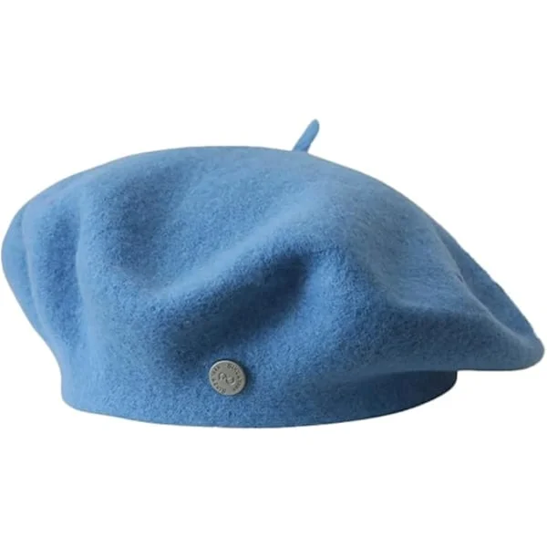 Kvinnors Ullberätt Klassisk Fransk Ullhatt Artist Berätt Mössa Vinter Enfärgad Fransk Beanie Mössa Hatt Vintage Beretter, Blå