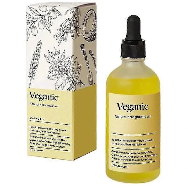 Veganic Natural Hair Growth Oil, Veganic Hair Growth Oil, Veganic Hair Oil for Dry and Damaged Hair - Rosemary Anti-Hair Loss Oil (Gift Set of 1 Bottl