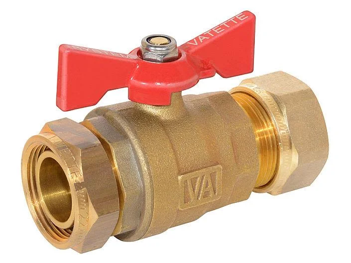 Vatette 8547100 Avstängningsventil 22 mm x G20, rak Röd, Installation