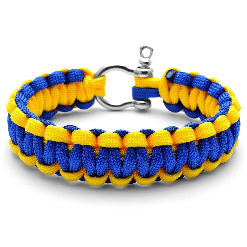 Pulsera paracord azul y amarillo para hombres - Pulsera de supervivencia