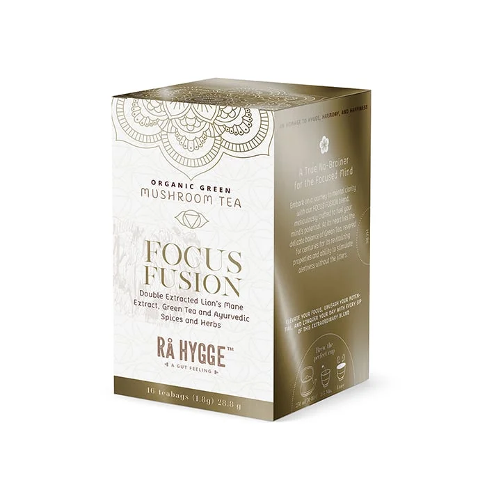 Rå Hygge Grønn te Focus Fusion med Lion's Mane ekstrakt 16 poser ØKO