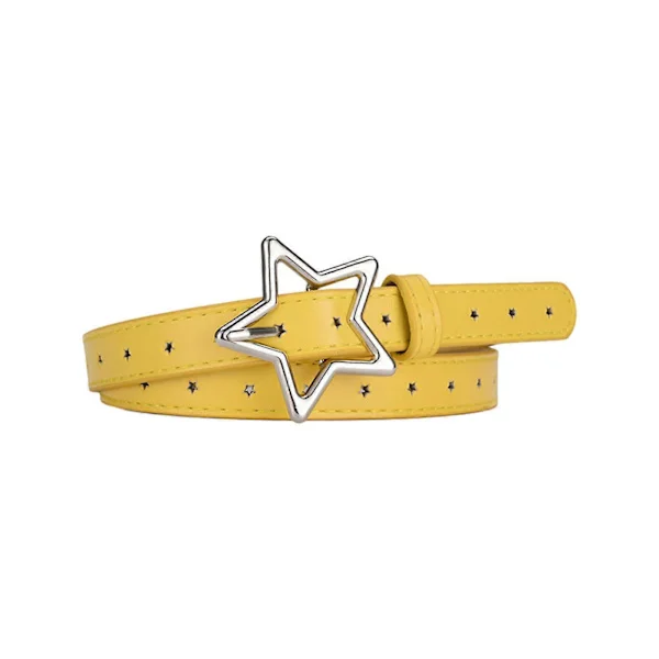 Adjustable Alloy Star Buckle Thin Waist Belt Vintage Style Belt Hot Girls Women Waistband for Coat Skirts Jeans Yellow