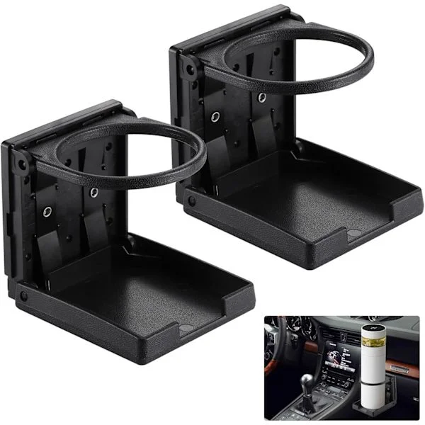 2 stk. Sammenklappelig Drikkeholder, Flaske- og Dåseholder til Biler, Kaffekopholder til Bil, Sammenklappelig Kopholder til Båd, Yacht, Varevogn, 