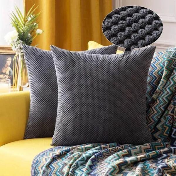 Set med 2 Ananasgranulat Örngott Mjuka Enfärgade Dekorativa Fyrkantiga Örngott Kuddar för Soffa Sovrum Bil 18"x18" Rymdgrå