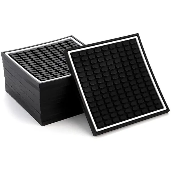 12-pak underlag, 10,2 x 10,2 cm firkantede absorberende underlag, skridsikre og varmebestandige gummimåtter til
