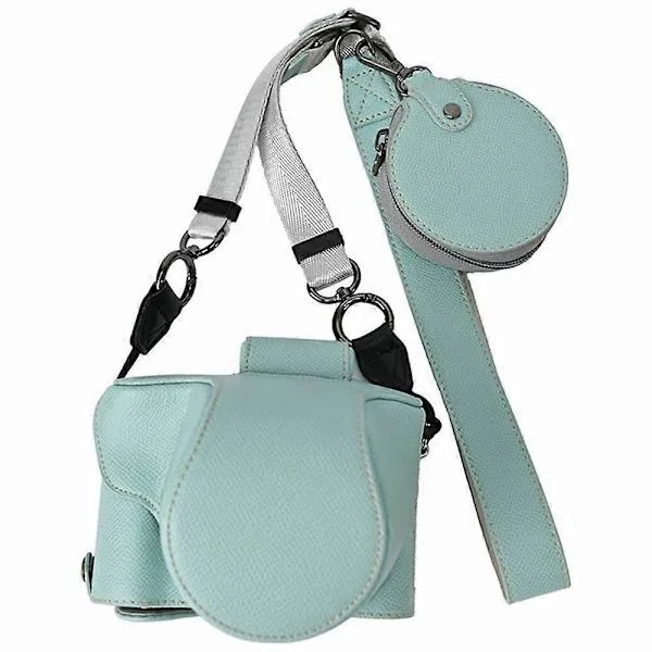 Textured PU Leather Camera Bag for Fujifilm X-T50 with Battery Hole + Strap + Lens Storage Bag - Ba