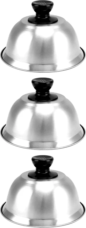 [RM] Paket med 3 burgerlock, smältkupol, rostfritt stål, 16 x 10 cm, för hamburgare, biff