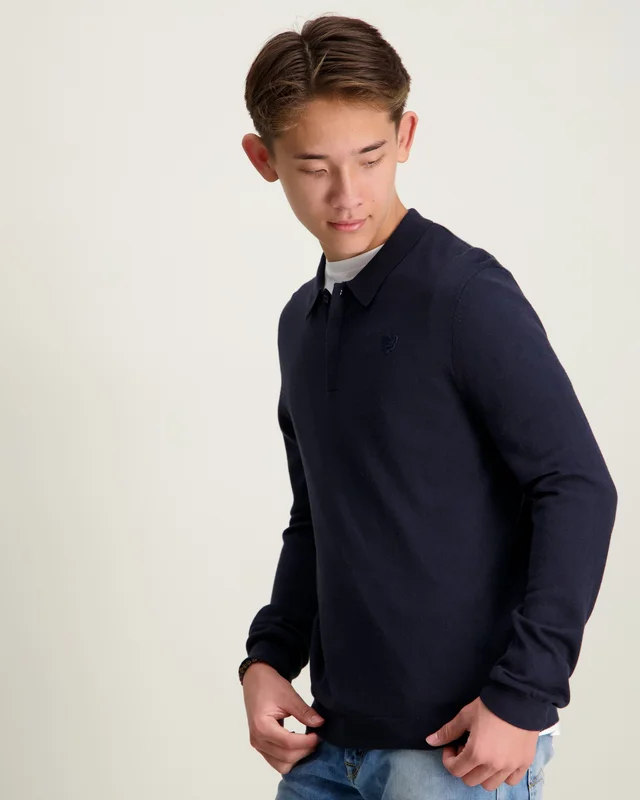 Lyle & Scott LS Knitted Polo Shirt Blå Genser Gutt - Kids Brand Store