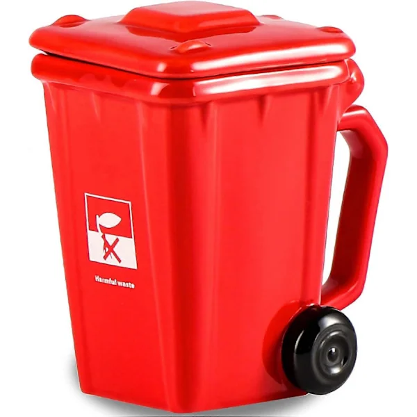Rolig kontorsmugg, keramisk mugg med lock, personliga muggar för hemmet och köket, roliga presenter till vänner och familj, 400 ml (röd)