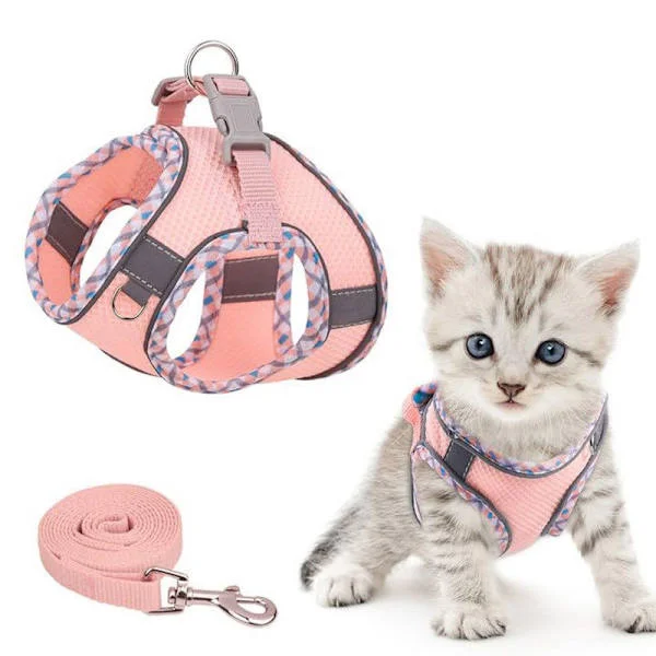 Adjustable Dog and Cat Harness with Leash, Reflective and Soft, Secure Fit