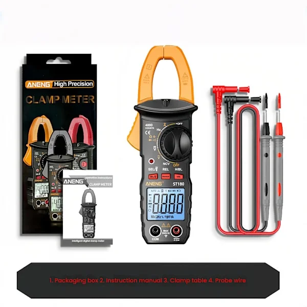 Digital klämmätare multimeter testare, mäter AC ström, spänning, kapacitans, resistans, diod, på/av frekvens bakgrundsbelysning verktyg