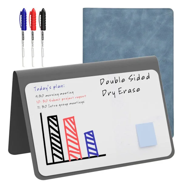 Dry Erase Small Whiteboard A5 Notepad, Mini Desktop Whiteboards with Erasable Pens (Pen Styles are Random)