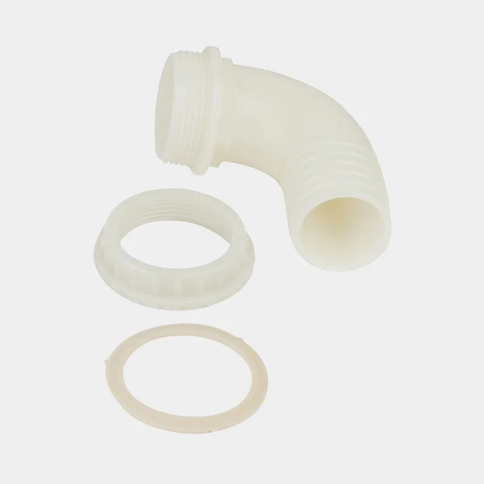 Anslutningsnippel för tankar CAN-SB, 90°, 1 1/2", Ø38 mm, vit, plast