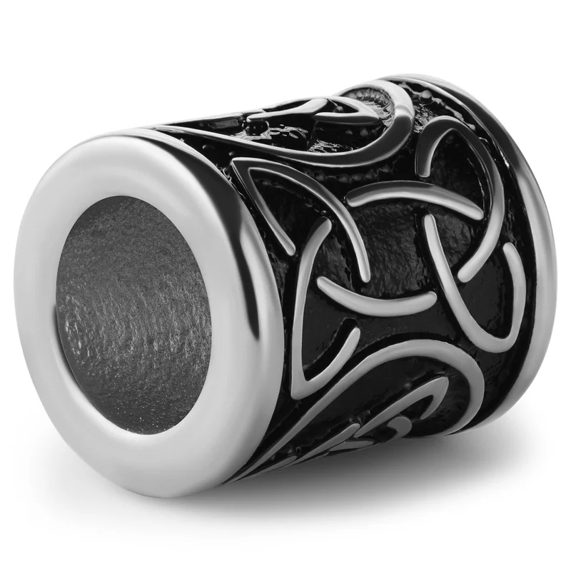 Anillo para barba con nudo celta de acero inoxidable plateado para hombres - Anillos y cuentas para barba