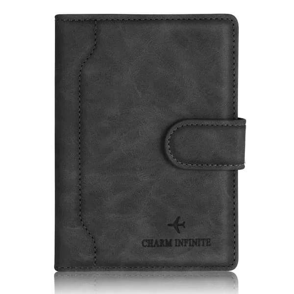 Leather Passport Holder, Travel Wallet Organizer with RFID Blocker, Passport Case for Passports, Business Cards, Credit Cards, Boarding Passes