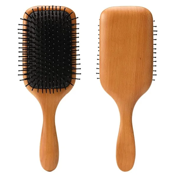 Naturlig træbørste til tykt, krøllet, tyndt, langt og kort, tørt eller vådt hår. Økologisk bøgetræ massagebørste til kvinder, mænd og børn