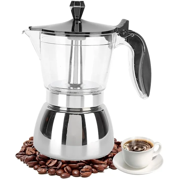 300 ml kaffebryggare i rostfritt stål, mokabryggare i rostfritt stål, hushålls espressomaskin för spishäll