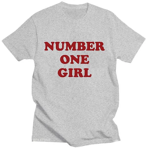 [RM]ROSé Number One Girl T-skjorte Grafisk Trykk Hip Hop Vintage T-skjorte Kortermet Bomull O-hals T-skjorte Punk T-skjorter grå