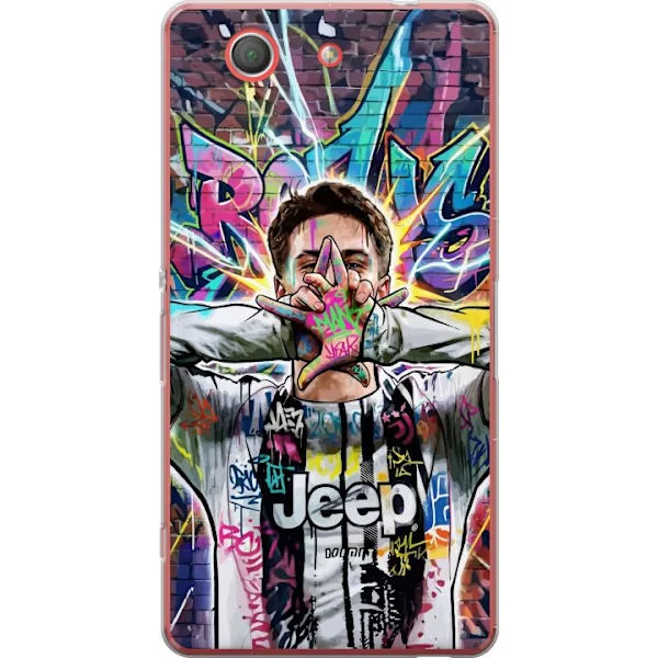 Kompatibelt Mobilskal till Sony Xperia Z3 Compact Färgstark bild av en fotbollsspelare med graffiti och urbana detaljer i bakgrunden
