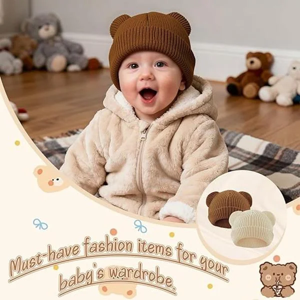 2 Vinterluer for barn - Strikket bjørnemønster, varm og myk - for 2-5 år - Unisex