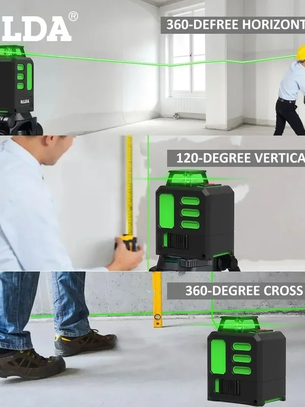 AliExpress - HILDA niveau Laser 2 lignes/5 lignes 360 niveau de nivellement automatique équipement d'outils de Construction lumière verte Laser croisé