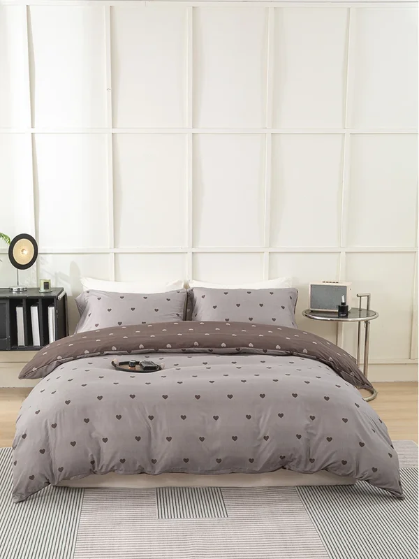 AliExpress - 3-teiliges Bettbezug-Set mit kleinem Herz-Print (1 Bettbezug & 2 Kissenbezüge), weiches und hautfreundliches Bettbezug-Set für