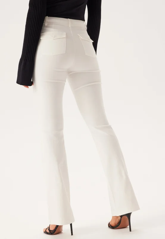 BUBBLEROOM - Stretchy Back Pocket Trousers - White